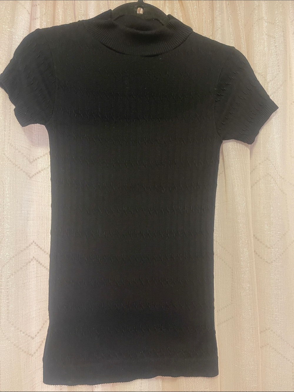 Love Black Short-Sleeve Knit Mock Neck Top
